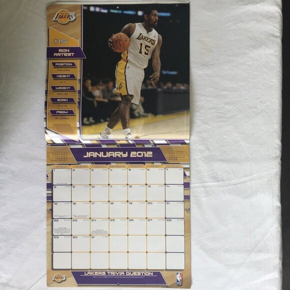 2012 LOS ANGELES LAKERS 12 x 12 WALL CALENDAR - Picture 4 of 12